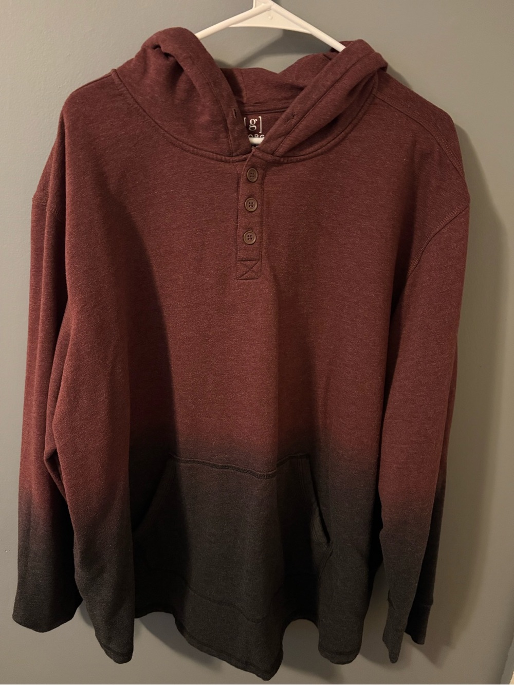 George Men's Ombre Crewneck Hoodie - Burgundy and Charcoal